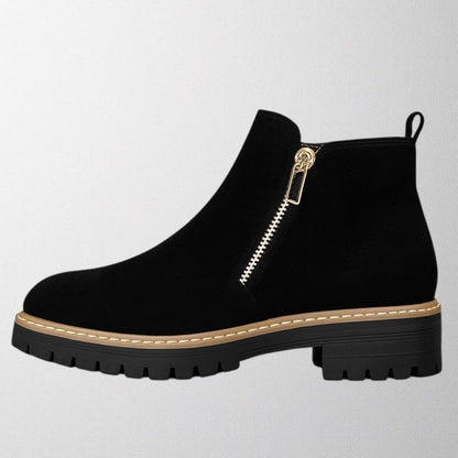 Comfortable Round Toe Zipper Boots - Olytrend