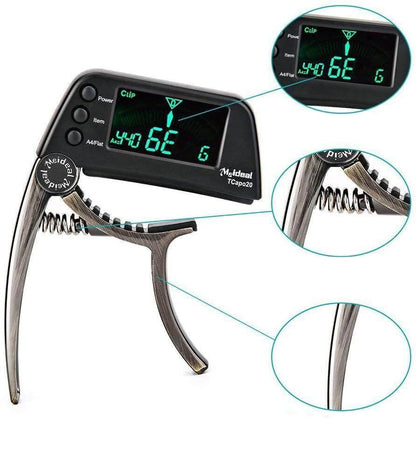 Compact Guitar Capo and Digital Tuner Set - Pexav