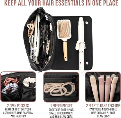 2-in-1 Hair Tools Travel Bag & Heat Resistant Mat-Black-Nora Luxe