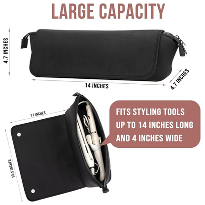2-in-1 Hair Tools Travel Bag & Heat Resistant Mat-Black-Nora Luxe