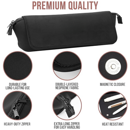 2-in-1 Hair Tools Travel Bag & Heat Resistant Mat-Black-Nora Luxe