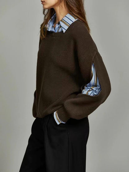 Textured Crew Neck Sweatshirt Dress