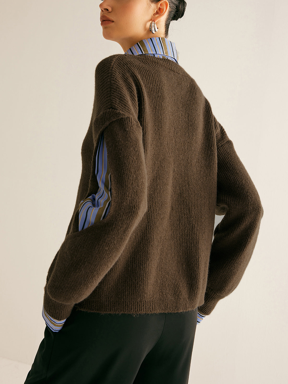 Textured Crew Neck Sweatshirt Dress