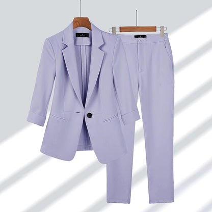 2-piece Women's Suit with Blazer and Trousers - Olivia-Purple-M-The Livary