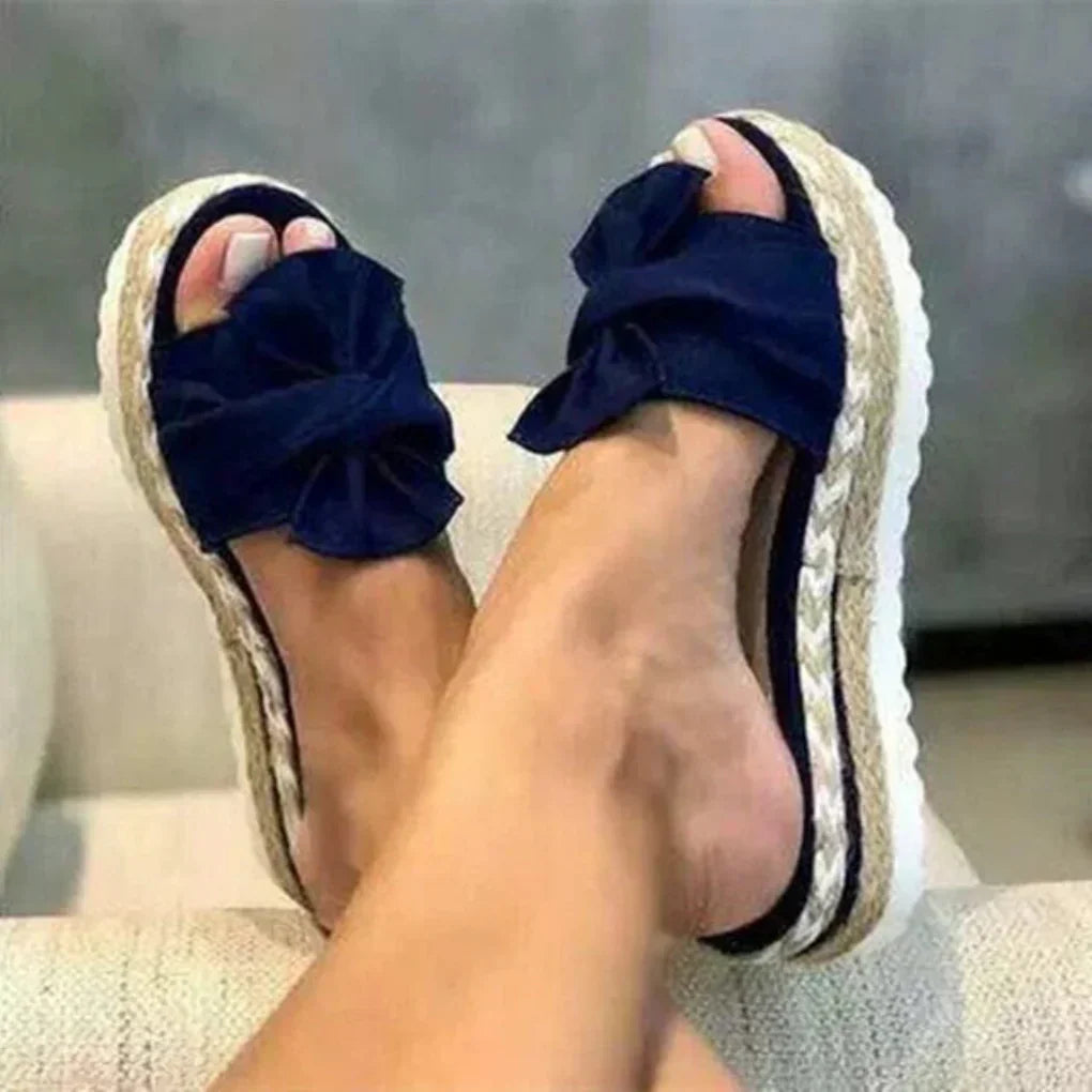Women's Comfortable Summer Slide Sandals with Bow Detail