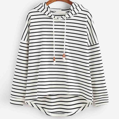 Casual Striped Long Sleeve Women's Hoodie - Nocini