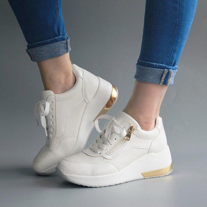 Ladies Fashion Sneakers with Wedge Heel and Comfort Insole