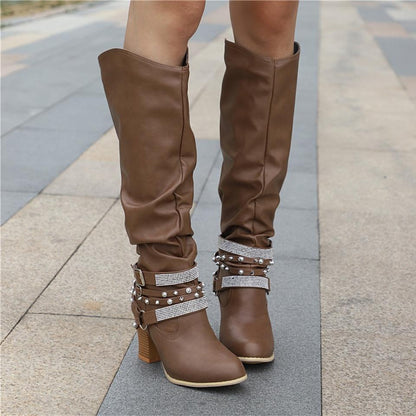 Pam Women's Tall Slouch Boots - Chunky Block Heel