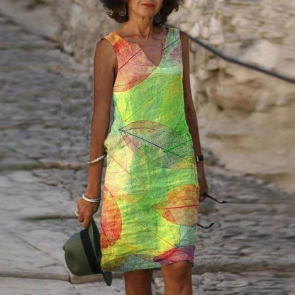 Fashionable Women's Dress with Vibrant Prints
