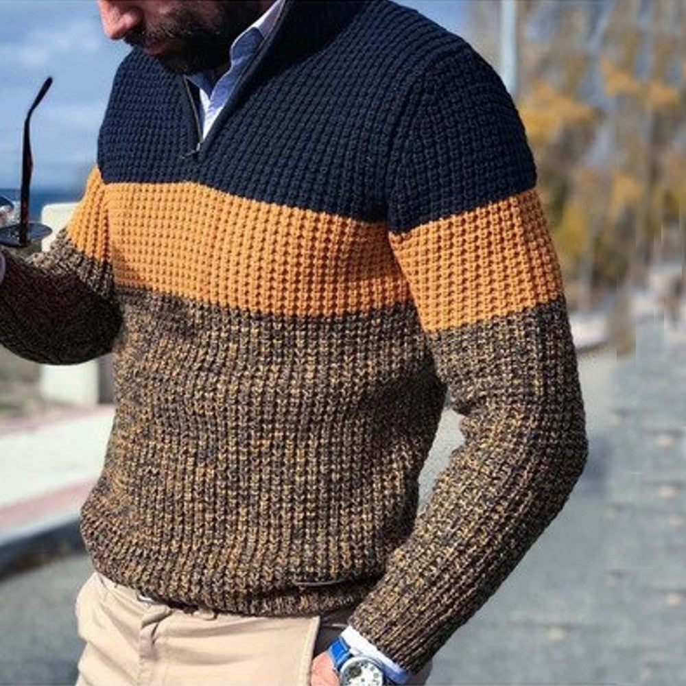 Classic Men's Half Zip Waffle Knit Sweater - Nocini