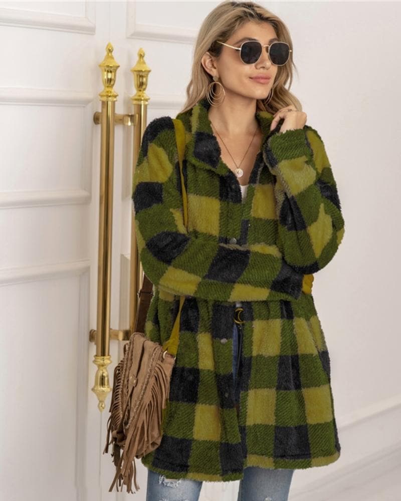 Large Women's Checkered Coat