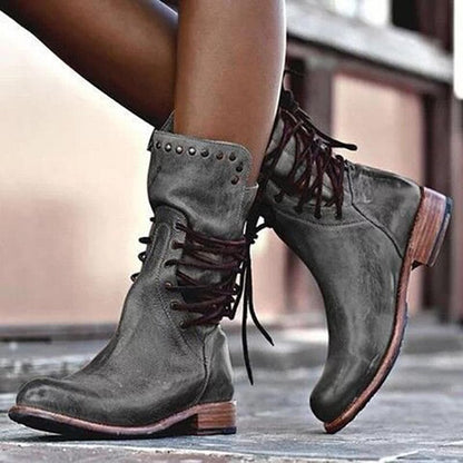 Ladies Real Leather Lace Up Ankle Boots
