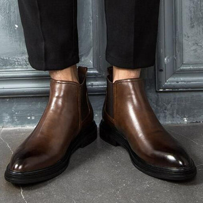 Men's Classic Leather Chelsea Boots - Elastic Sides