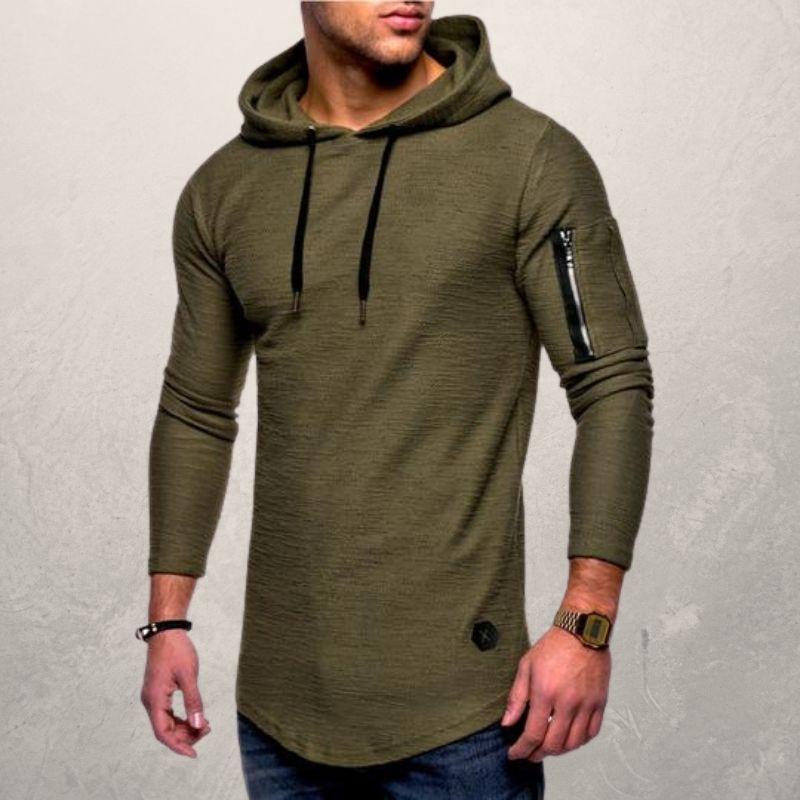 Men's Fleece Hoodie with Zip Pocket and Adjustable Fit - Nocini