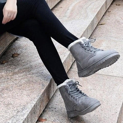 Comfortable Women's Suede Ankle Boots with Lace Up