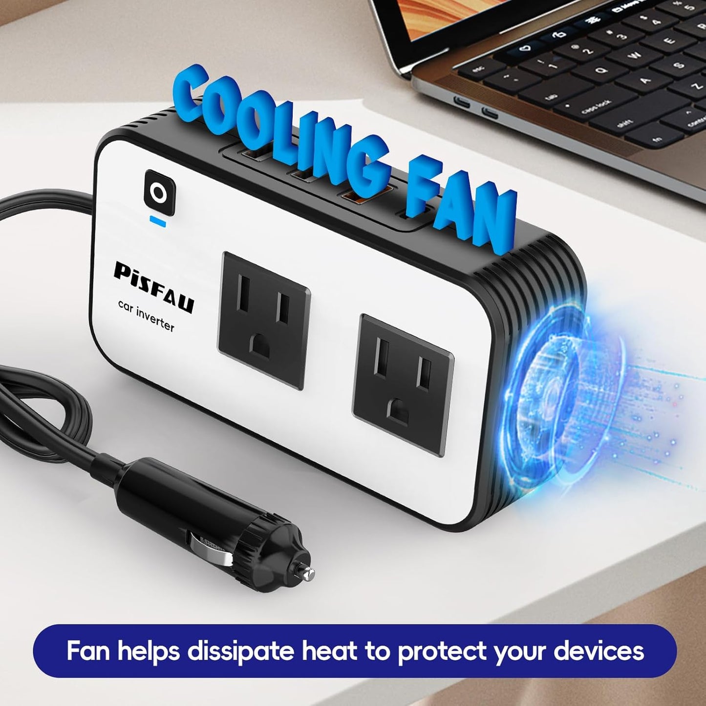 200W Car Inverter – DC 12V to 220V AC With USB-C & Fast Charger-200W-Nora Luxe