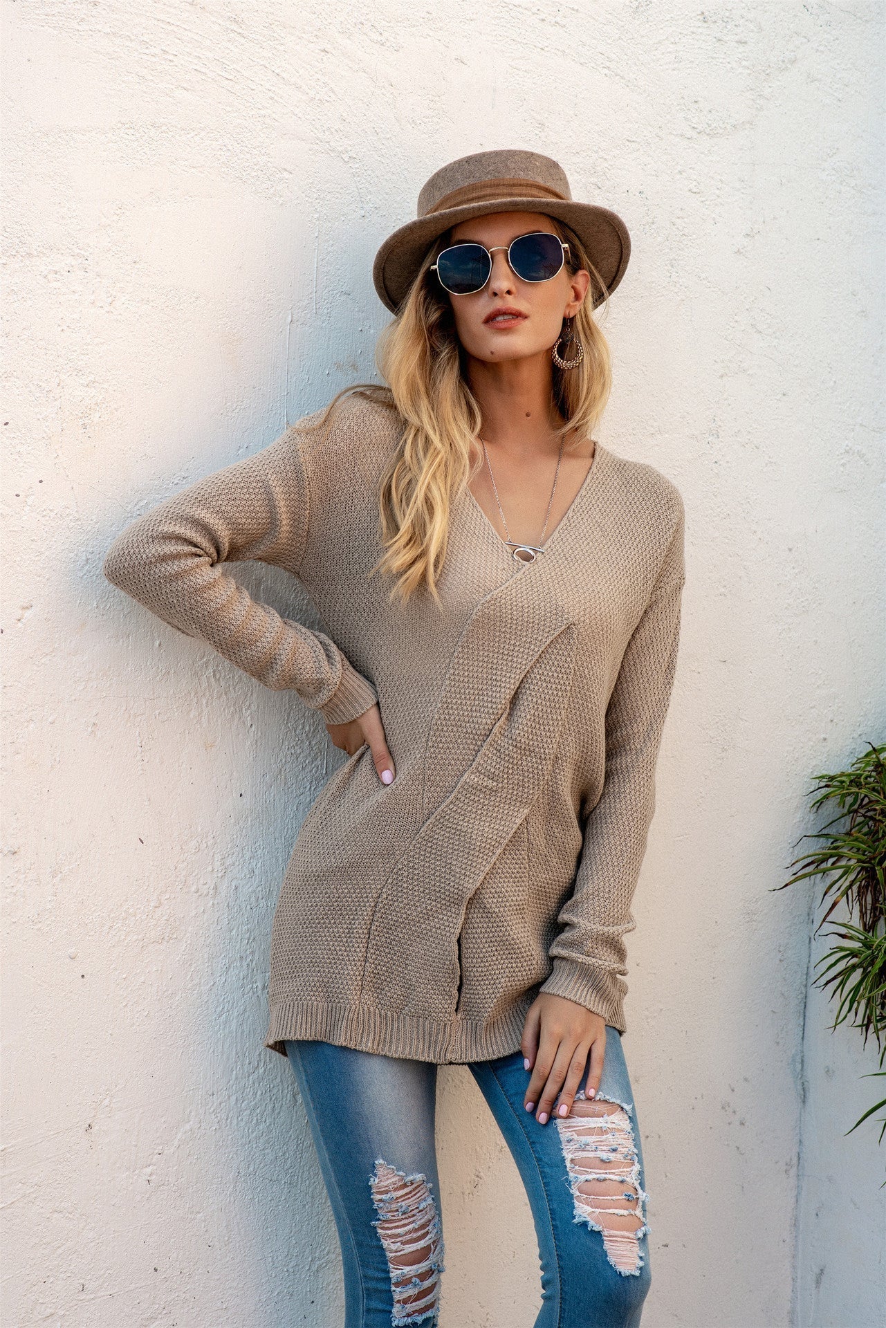 Relaxed Fit Women's Off Shoulder Sweater