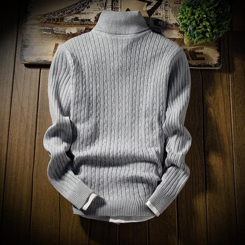 Warm Crew Neck Cable Knit Sweater for Men
