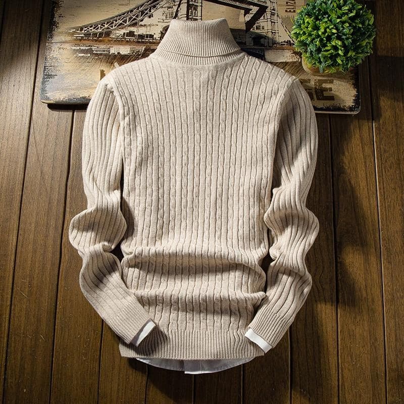 Warm Crew Neck Cable Knit Sweater for Men
