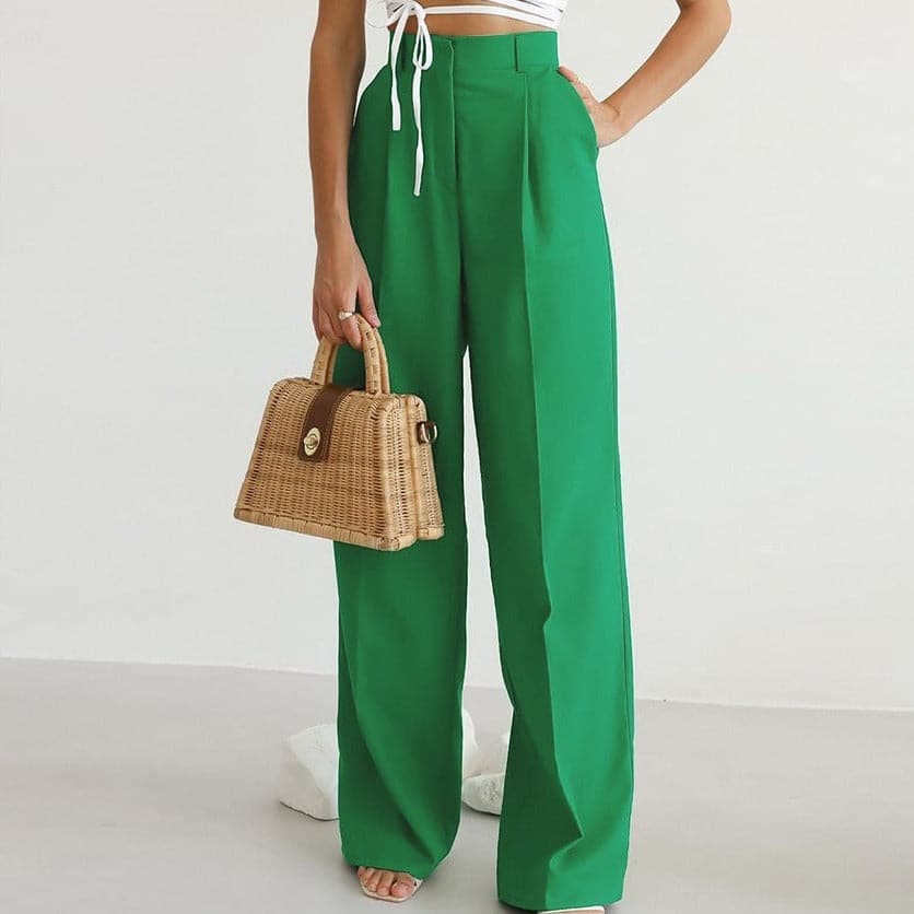 Women's High Waisted Wide Leg Pants Comfortable Fit - Nocini