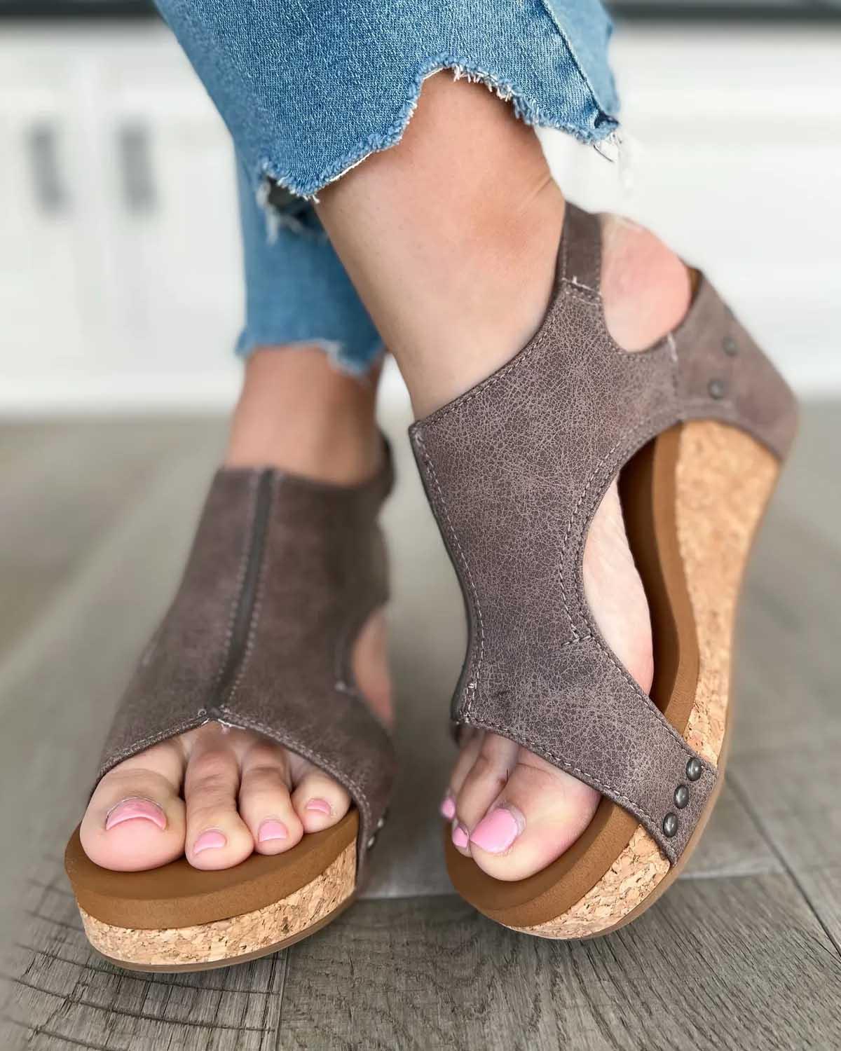 Clearance Vegan Summer Wedge Sandals