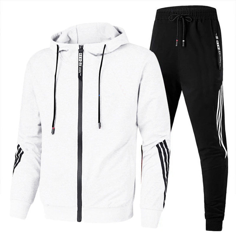 Warm Men's Stripe Hoodie and Jogger Set