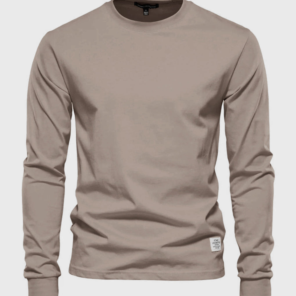 Classic Casual Crew Neck Cotton Shirt - Olytrend