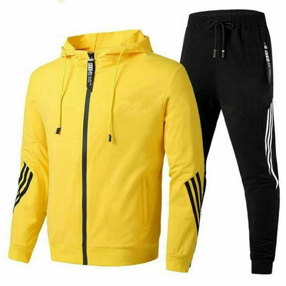 Warm Men's Stripe Hoodie and Jogger Set