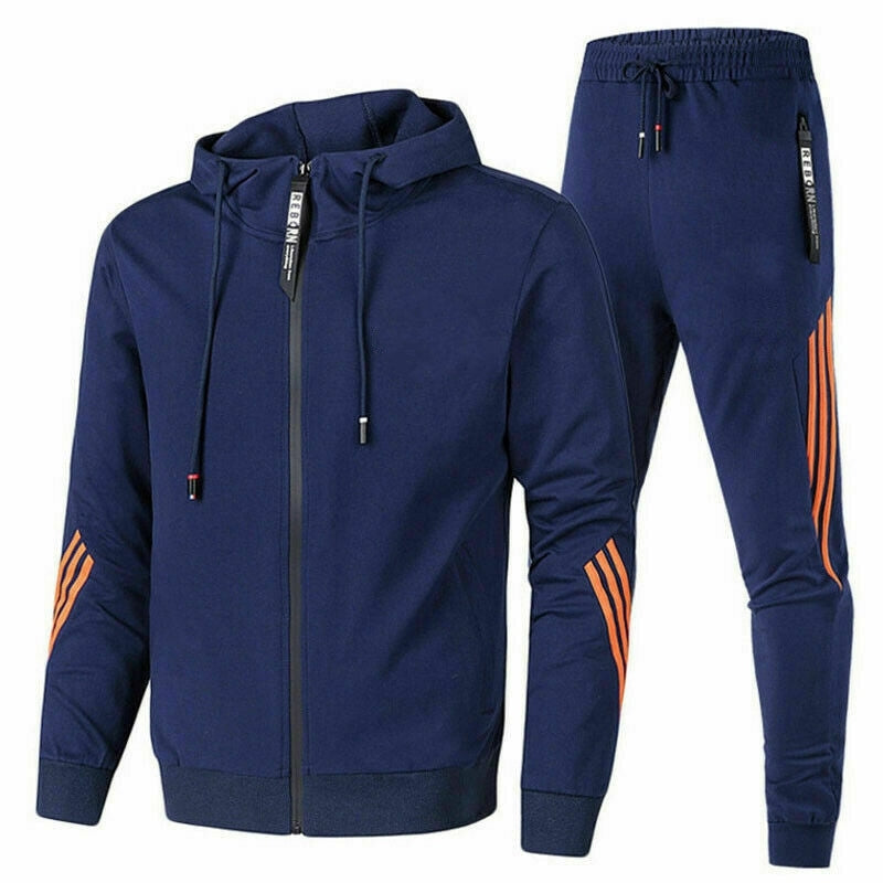 Warm Men's Stripe Hoodie and Jogger Set - Nocini