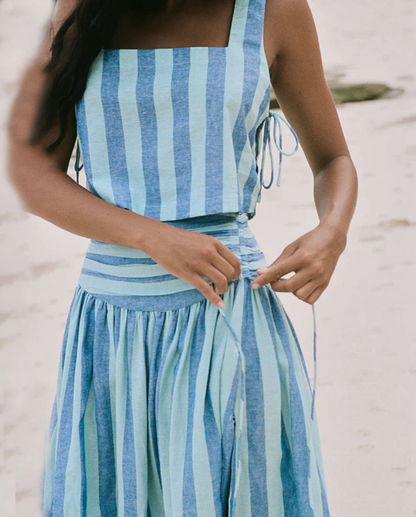 Women's Summer Crop Top and Midi Skirt Set