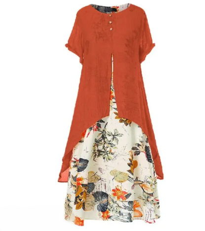Flowy Floral Maxi Dress with Short Sleeves