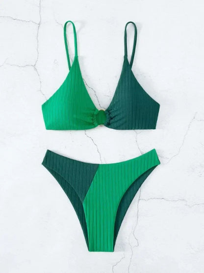 Women's Push Up Bikini Swimsuit High Waist Ribbed
