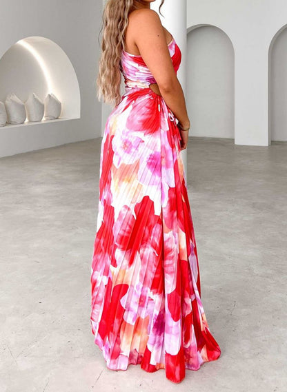 Elegant Pleated Wedding Guest Gown