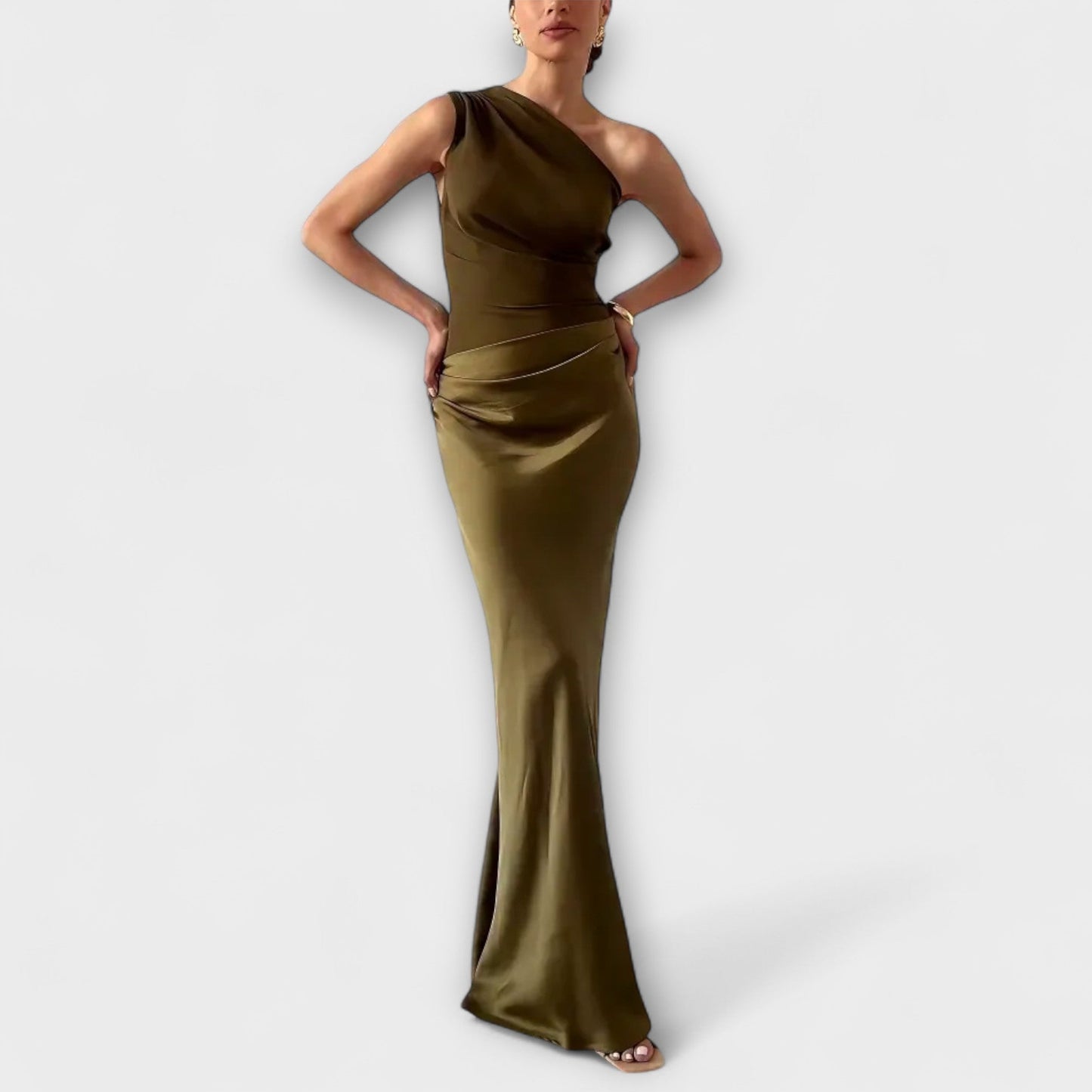 Elegant Asymmetric Ruffled Formal Evening Gown