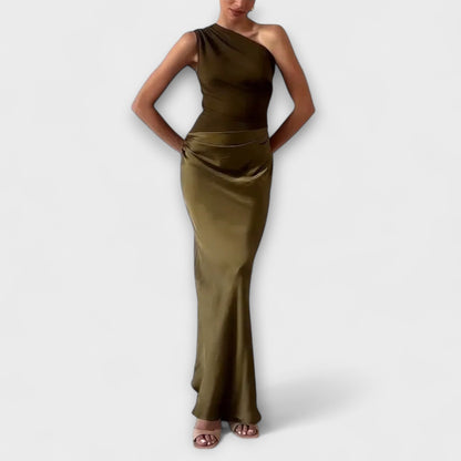 Elegant Asymmetric Ruffled Formal Evening Gown