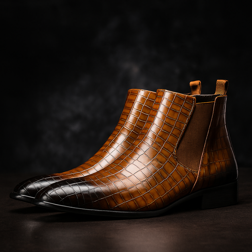 Sleek Leather Crocodile Boots for Men - Classic Comfortable Style - Nocini