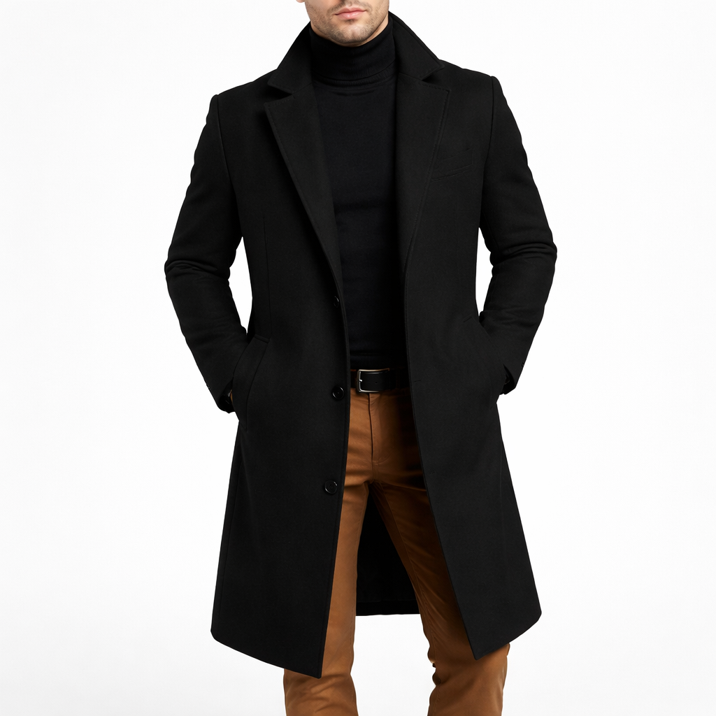 Classic Men's Wool Double Breasted Coat - Nocini