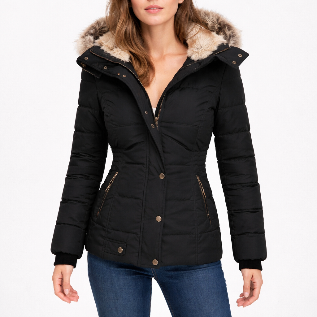 Warm Women's Faux Fur Slim Fit Puffer Coat - Nocini