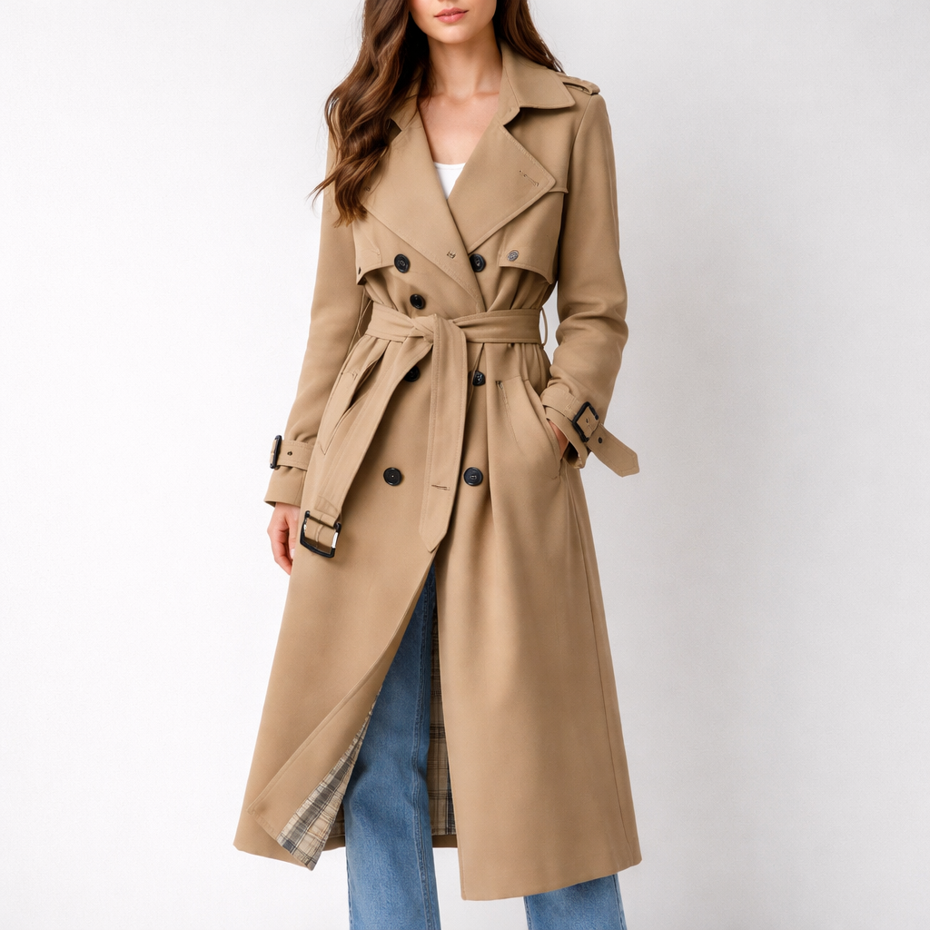 Timeless Double Breasted Women's Trench Coat with Belt - Nocini