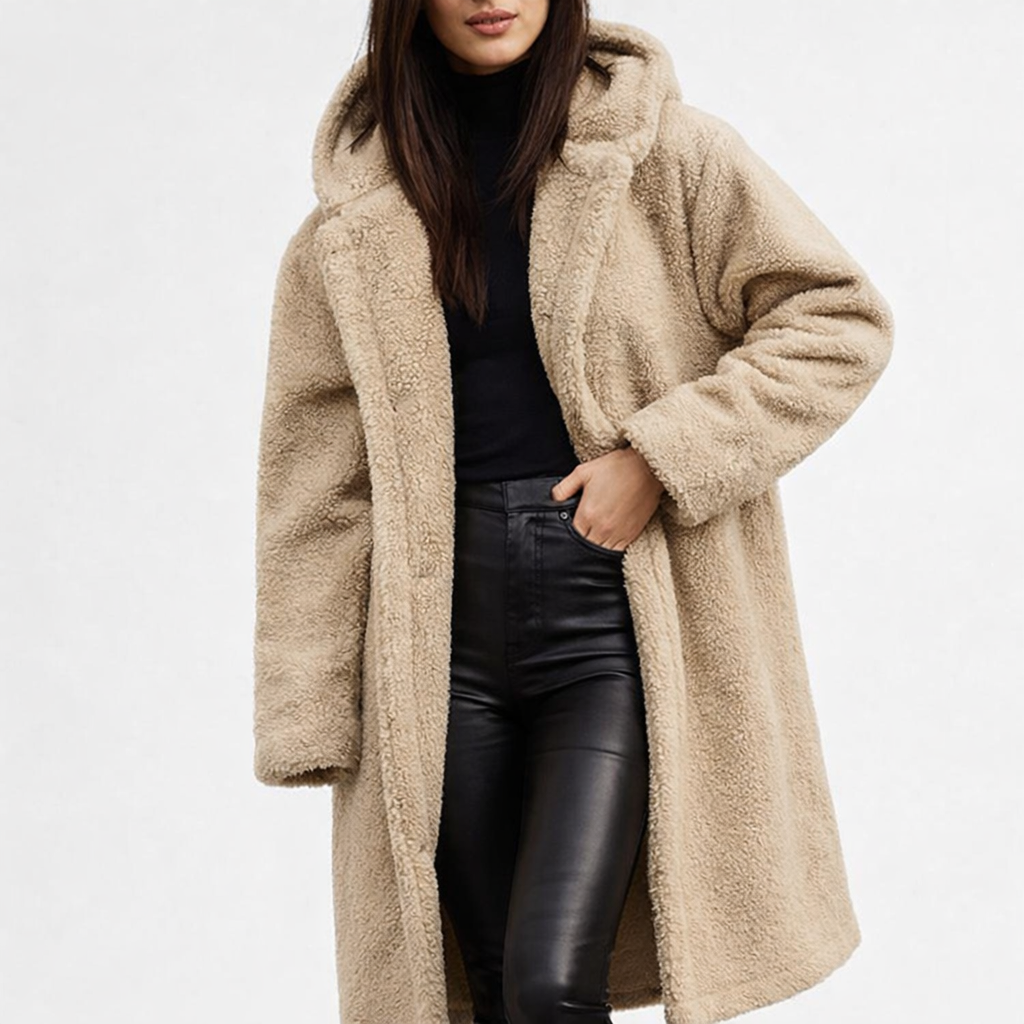 Soft Faux Fur Oversized Women's Hooded Coat - Nocini
