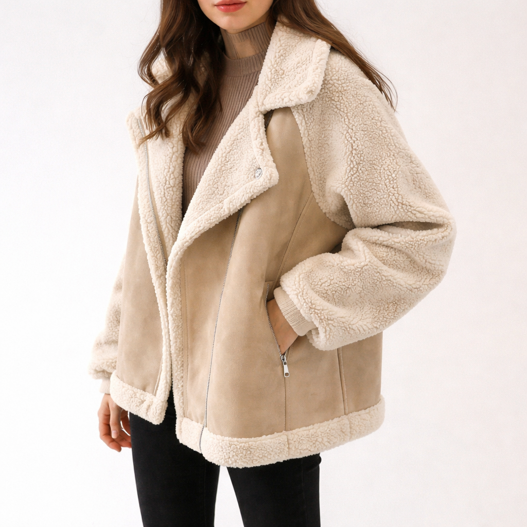 Luxurious Faux Fur Aviator Women's Coat - Nocini