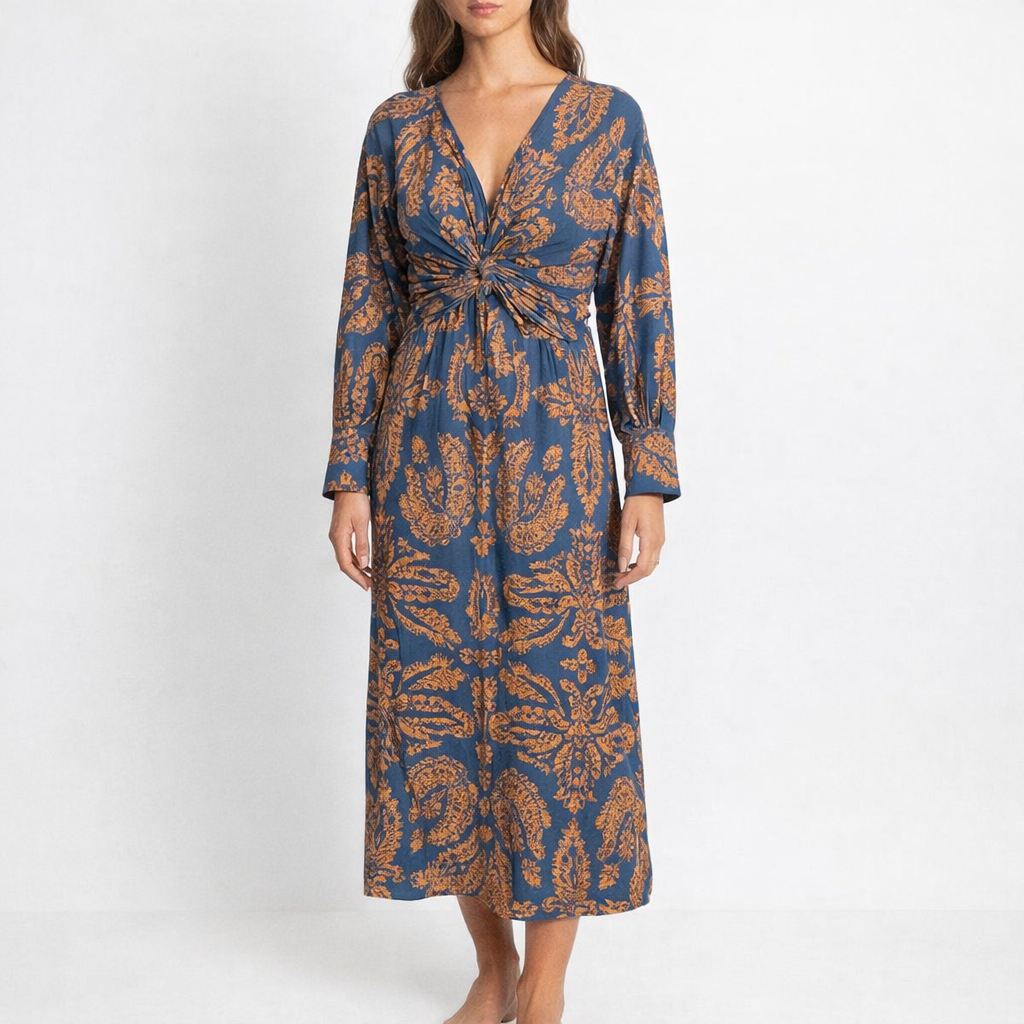 Women's Classic V-Neck Midi Dress - Nocini