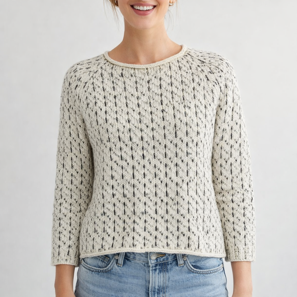 Soft Women's Relaxed Fit Crew Neck Knit Sweater - Nocini
