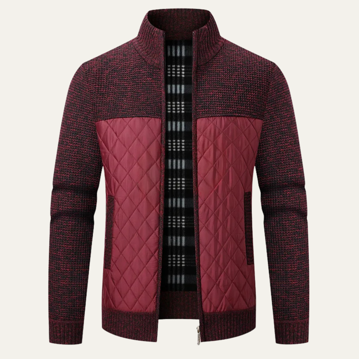 Warm Men's Quilted Puffer Coat - Black - Nocini