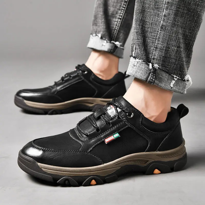 Relaxed Fit Men's Leather Lace Up Sneakers