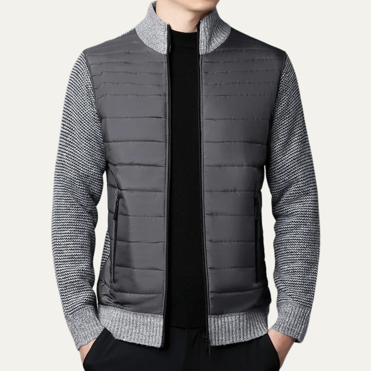 Warm Padded Men's Zip Up Cardigan Jacket