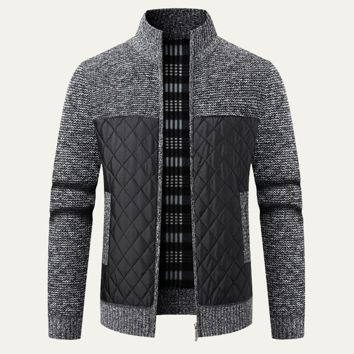Warm Men's Black Puffer Quilted Jacket - Nocini