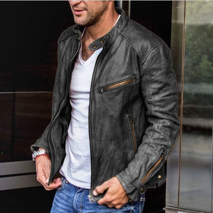 Stylish Water Resistant Mens Leather Jacket - Olytrend