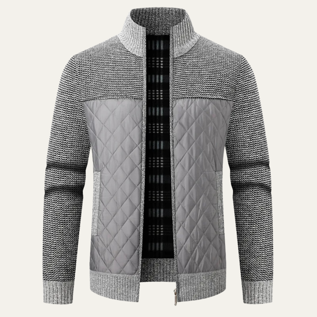 Warm Men's Black Puffer Quilted Jacket