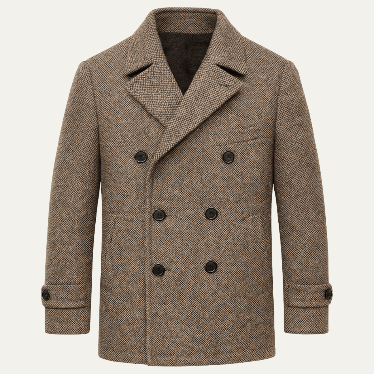 Classic Mens Wool Herringbone Brown Blazer Jacket - Nocini